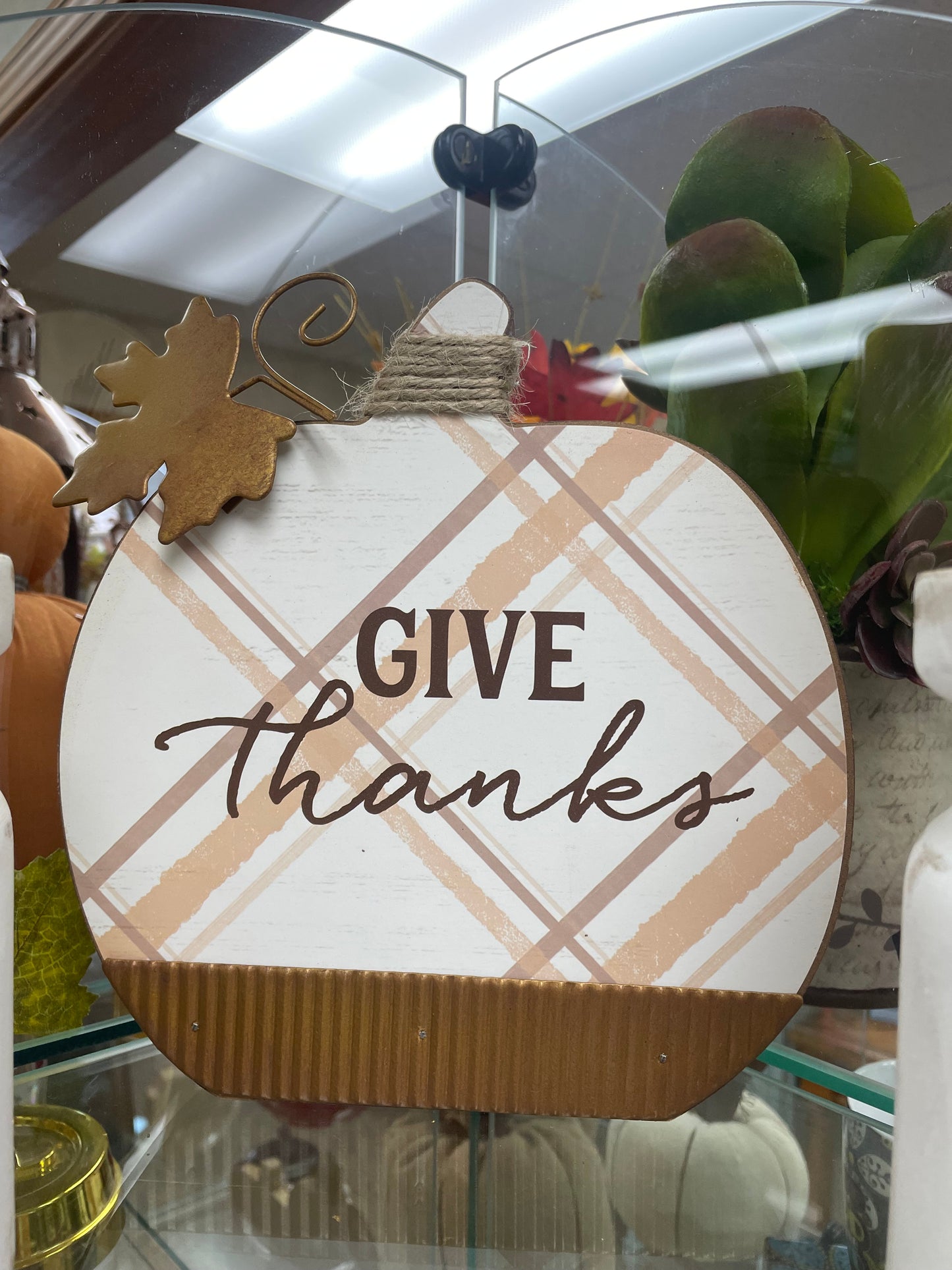 Give Thanks Wooden pumpkin